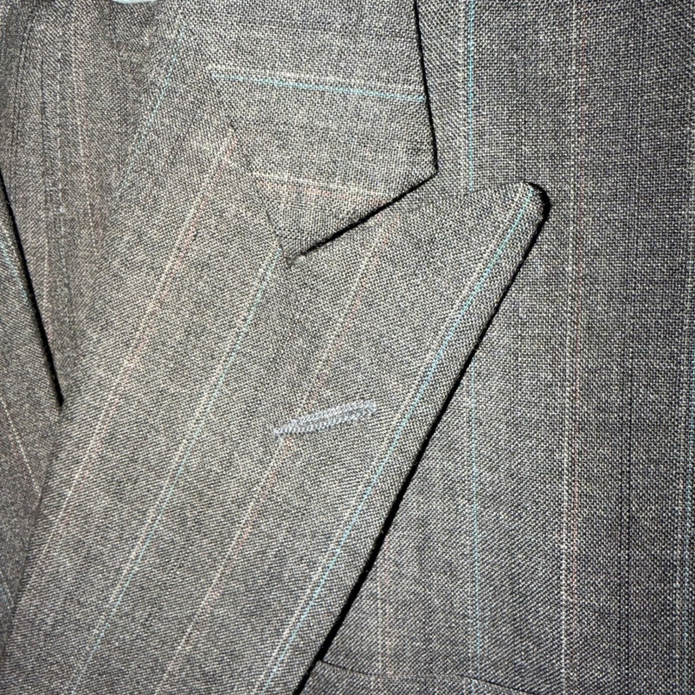John Henry Double Breasted Suit Gray Plaid Wool Blend Pleated Pants 40R/34x29 - Picture 5 of 11
